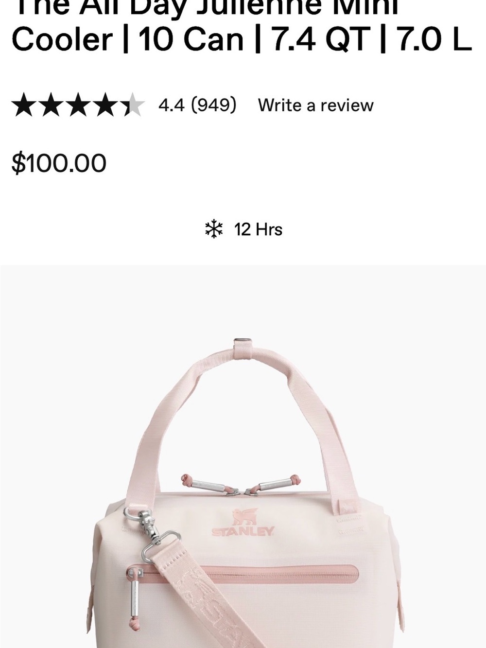 Stanley Rose quartz All Day Julienne Mini Cooler Tote BRAND NEW IN BOX WITH TAGS